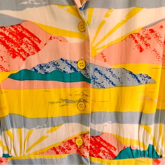 Emily and Fin Hailey Paintbox Valley Shirtdress ModCloth Midi Dress Fit & Flare - Picture 3 of 7